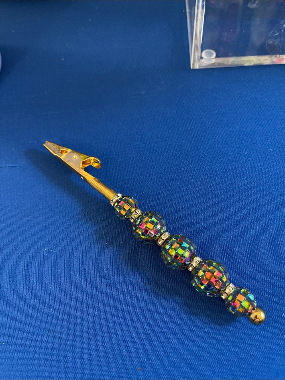 Gold-tone with multi color disco ball beads Alligator Multiuse tool